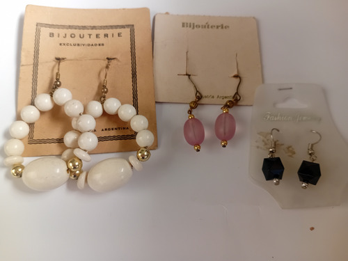Lote 3 Pares De Aros De Mujer Nuevos, Distintos Diseños