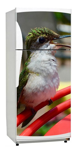 Vinilo Para Heladera Colibri Ave Colores Tropical Pajaro M1