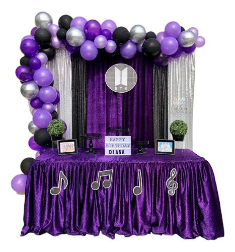 Globos Banda Pop Coreano Kpop Bts Plateado Morado 