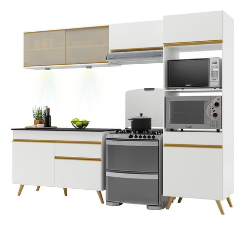 Cozinha Compacta 4pç C/ Leds Mp2017 Veneza Up Multimóveis Bc