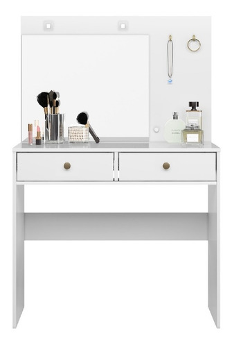 Tocador Ideal Moval para vestidor con espejo LED, 2 cajones, color blanco