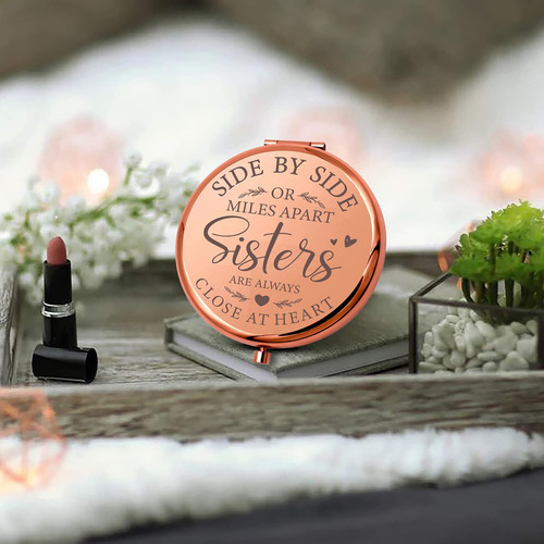 Para Hermanas, Maquillaje Compacto, Espejo De Oro Ros