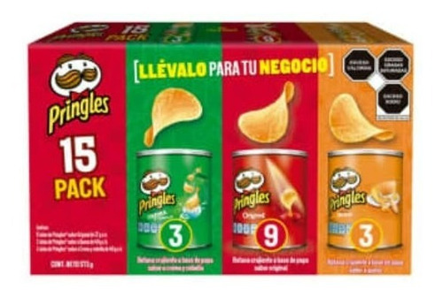 Imagen 1 de 4 de Pringles® Pack 15 Piezas 3 Sabores 573 Gr