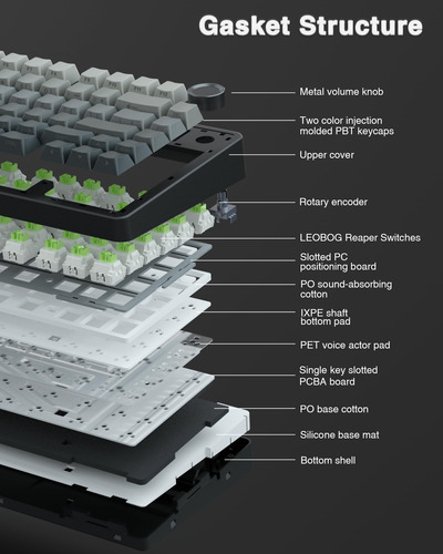 Teclado Mecánico Inalámbrico Aula F75 Pro, 75% Junta,