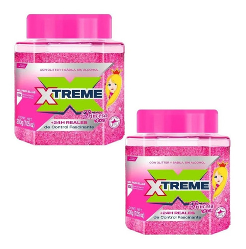 Gel Para Peinar Xtreme Princesa Kids Con Glitter 2 Unidades