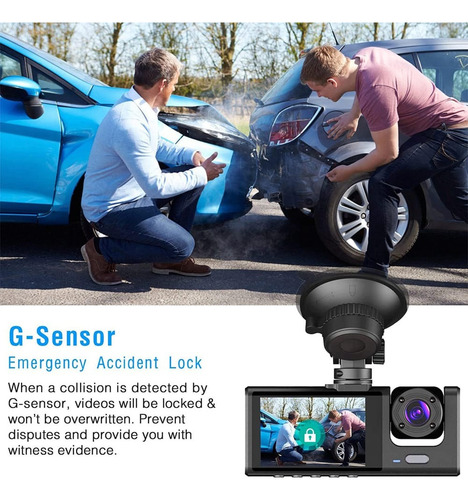 Cámara Automóvil Carro/camioneta Seguridad Dashcam 3 Lentes