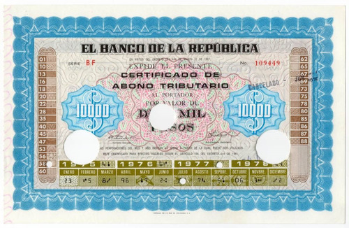 Banco De La República 5000 Y 10000 Pesos 1975-1978