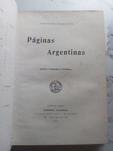 Páginas Argentinas. Martiniano Leguizamón. Ian 790