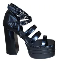 Comprar Sandalias De Fiesta Negro Charol Plataforma Sandalias 38