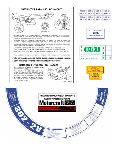 Adesivos Etiquetas De Advertência Kit Motor Ford Maverick V8 Mexicano Et04 Frete Fixo Fgc