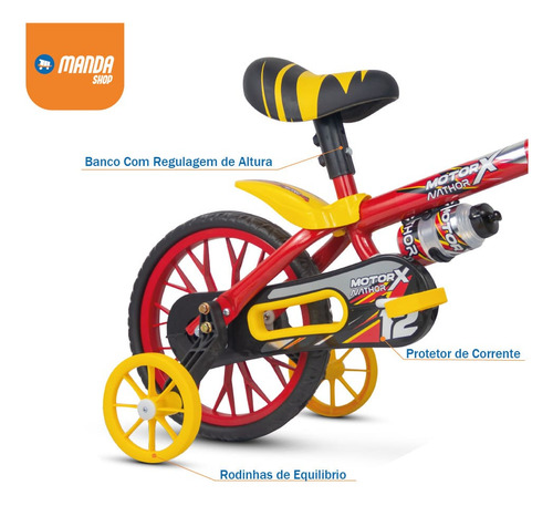 Bike Infantil Aro 12 Menino Nathor Motor X Com Capacete