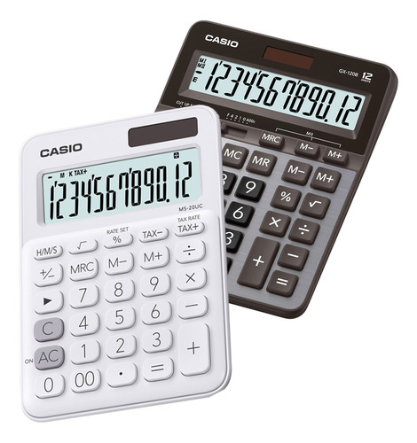 2 Calculadoras De Escritorio Casio Gx-120b + Ms-20uc Colores