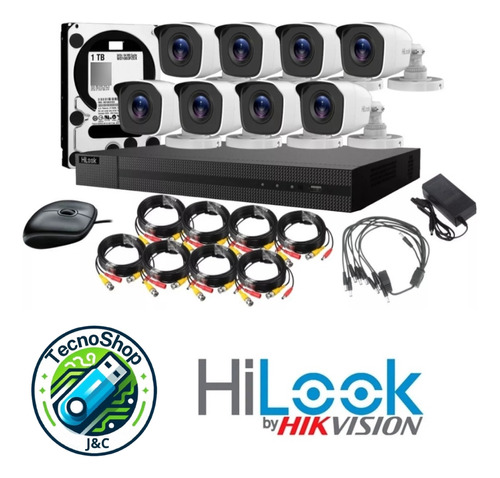 Kit De 8 Cámaras Hilook Con Todo Para Su Instalación 