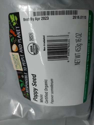 Semente De Papoula Orgânica - 453gr. - Frontier Natural
