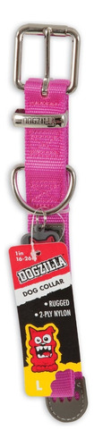 Collar Dogzilla de nailon pesado para perro, color mediano, rosa, talla M