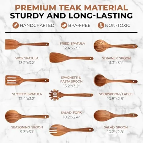 Juego De Utensilios De Cocina De Madera De 9