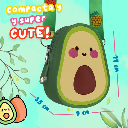 Imagen 2 de 5 de Mini Bolsa Crossbody Aguacate Kawaii Cute Silicon