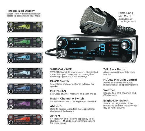 Radio Cb 880fm 40 Canales Modo Dual Am Fm Pantalla Lcd Negro