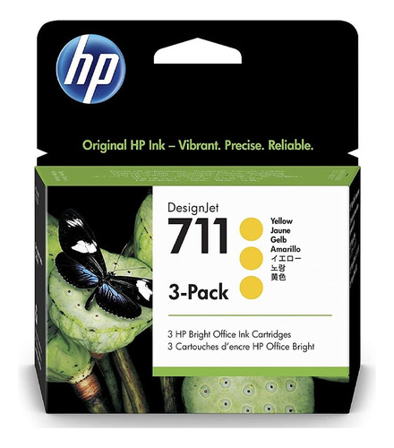 Cartucho De Tinta Hp 3 Pack 711 Amarillo 29ml C/u Original