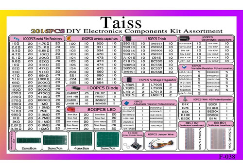 Taiss 2016pcs Componentes Electrónicos Surtido Resistor, ...