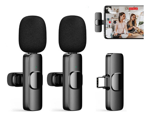 2 Microfonos Inalambricos Solapa Dual Celular Android Tipo C