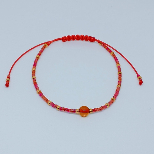 Pulsera Roja De Protección Con Ámbar Báltico