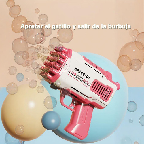Bazooka Burbujas Machine Burbujas Para Niños Juguetes Flash Rosa
