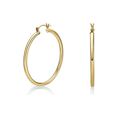 Aros Mujeres Oro 14k 45mm X 3mm Por Lavari.