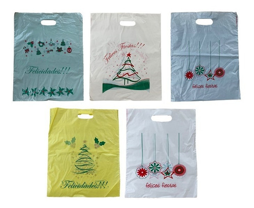 Bolsas Plasticas Riñon Festivas Navideñas A/d 35x45 X50u 