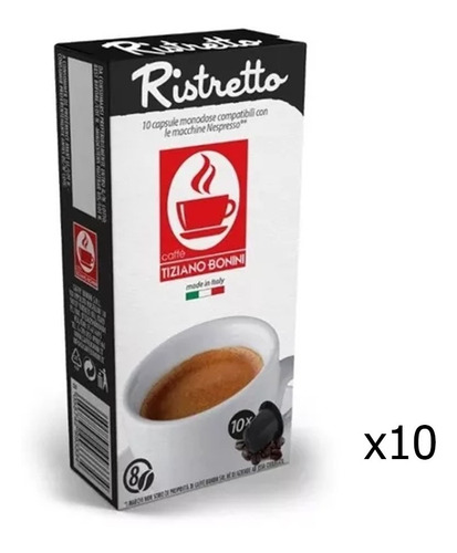 Cafe 10 Capsulas Ristretto Nespresso Compa. Caffe Bonini X10