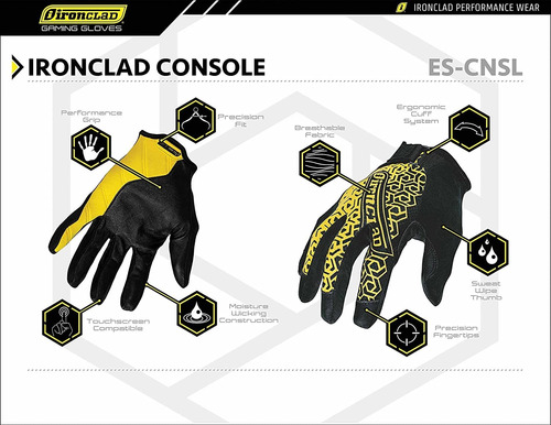 Ironclad Guantes De Consola Para Juegos, Ajuste Preciso, Aga