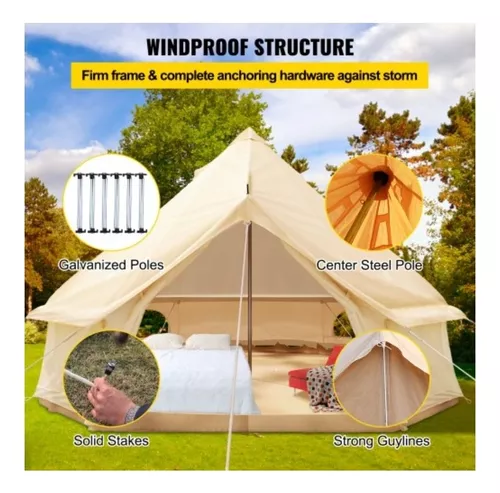 Aguanieve mano Tacto Carpa Tienda Campaña 7m Diametro 3.5m Alto Glamping Hiking