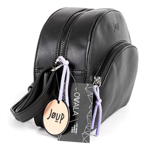 Imagen 4 de 6 de Cartera Bandolera Negra Mujer Cuero Sintetico Joup Bolsillos