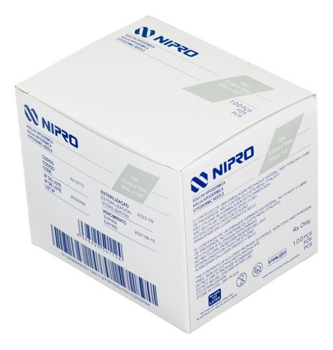 Aguja HiPodérmica 27g * 1/2 (13mm) Nipro X 100 Unidades