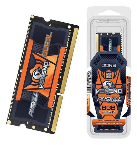 Memoria Ram Puskill Para Portátil Gamer Ddr3l De 8 Gb A 1333