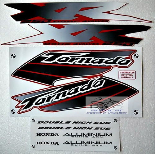 Jogo Faixa Adesiva Xr 250 2001 / 2002 Tornado Vermelha 01/02