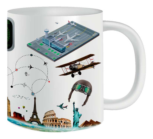 Taza personalizada de porcelana con foto de piloto de avión, avatar