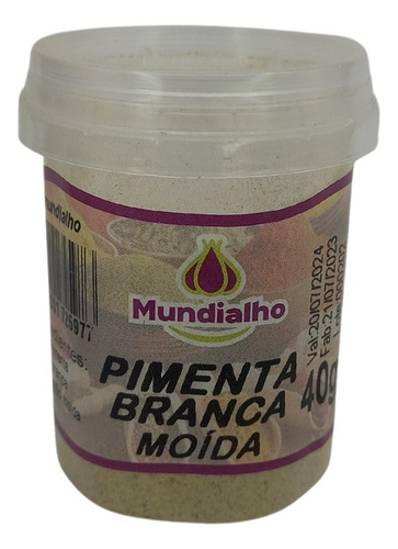 Pimenta Branca Moída Em Pó Mundialho 40g