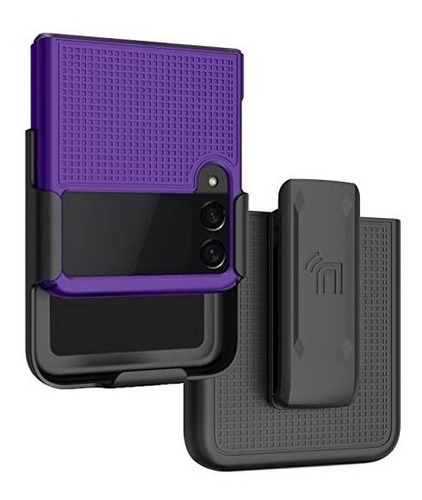 Funda Para Galaxy Z Flip 3 5g Case Morado Con Clip Rigido 