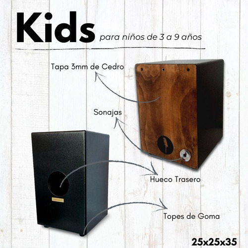 Imagen 2 de 5 de Cajon Peruano Flamenco Niño - Guacamayo - Mini Cajon