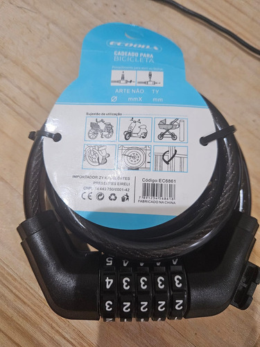 Trava Tranca Cadeado Grosso Bike E Moto Segredo 1m X 8mm