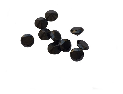Diamante Negro Sintetico Corte Round 5mm Paq 2 Pzas