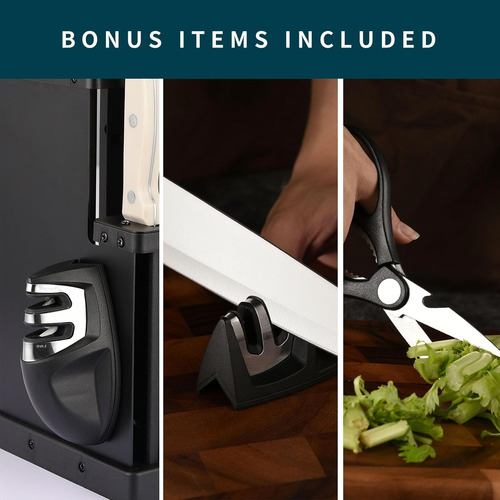 Juego De Cuchillos De Cocina De 16 Piezas Con Bloque De Acer