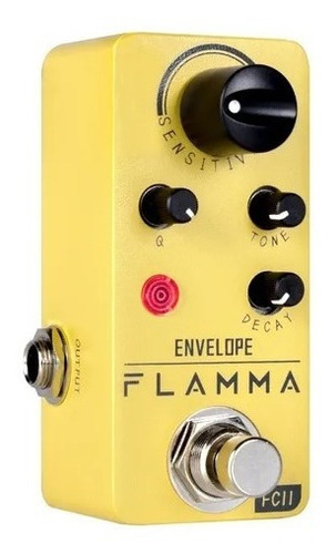 Pedal Mini Filtro Envelope Auto Wah Guitarra O Bajo Flamma Color Amarillo