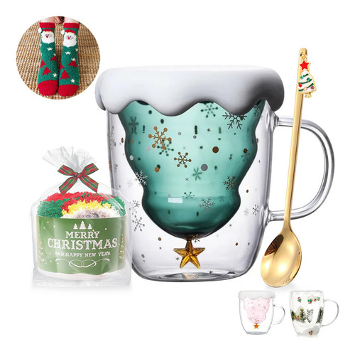 Bz1 Tazas Lindas Taza De Café De Navidad Tazas De Cristal De