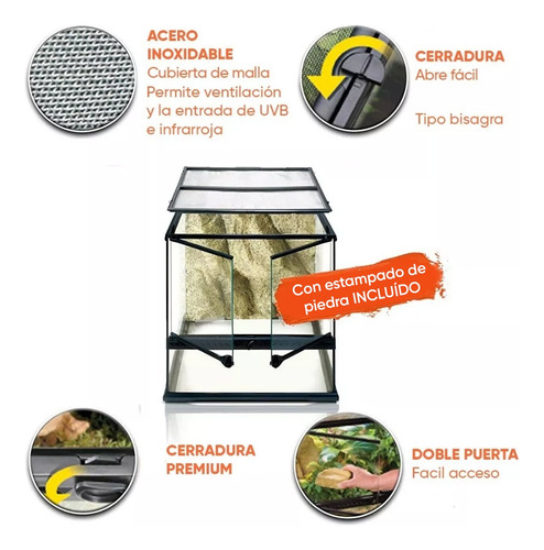 Imagen 3 de 9 de Terrario Reptiles Insectos Exo Terra Small Wide 45 X 45 X 45