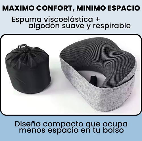 Almohada De Viaje, Viscoelástica Memory Foam Y Algodon