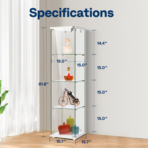 Vitrina De Cristal 4 Capas 40 X 40 X 159 Cm Con Cerradura