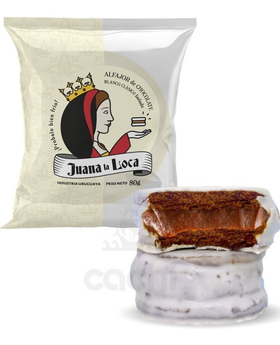 Imagen 2 de 9 de Alfajor Juana La Loca Chocolate Blanco Caja 10 Unidades 80gr