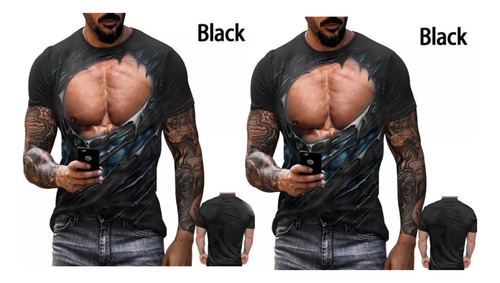 Camiseta Musculosa De Manga Corta Con Estampado 3d Para Homb